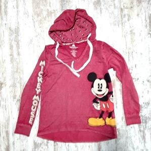Disney Parks Mickey Mouse Long Sleeve Tee Hooded SMALL